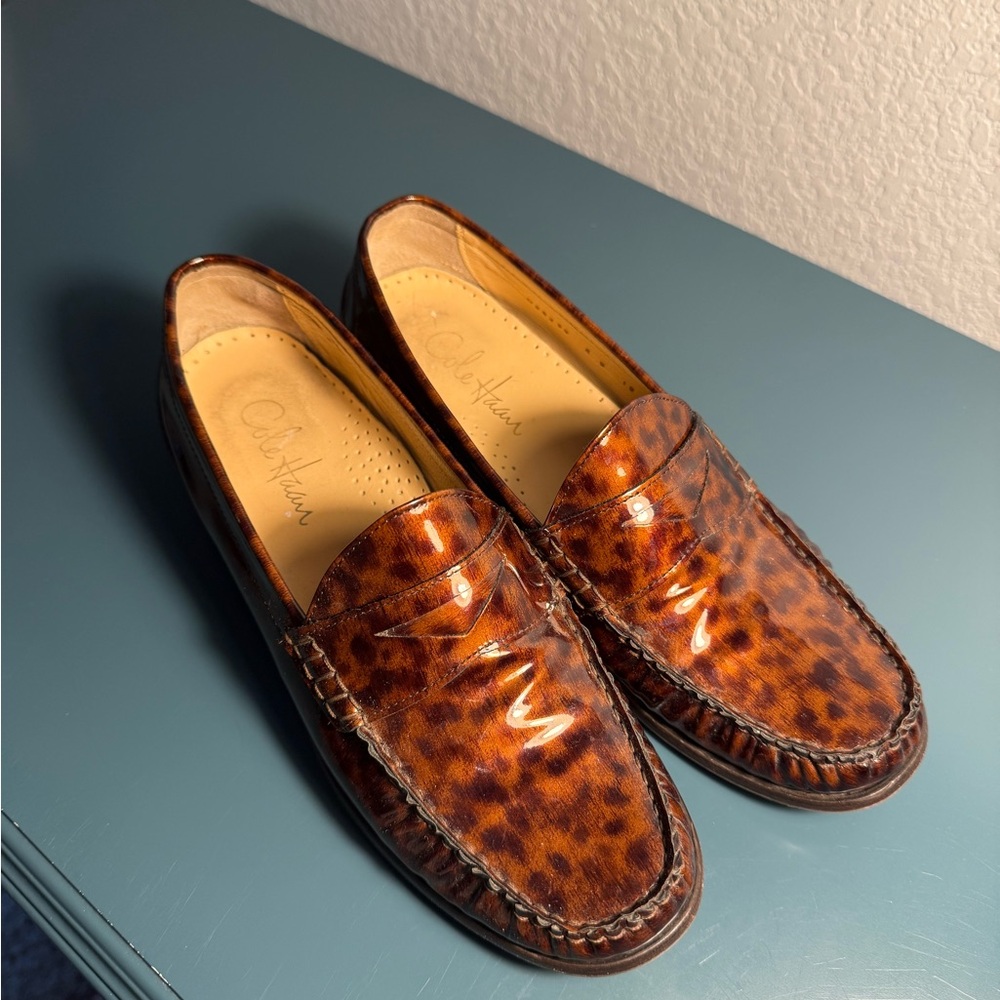 Cole Haan Women's Tortoiseshell Brown Patent Loafers